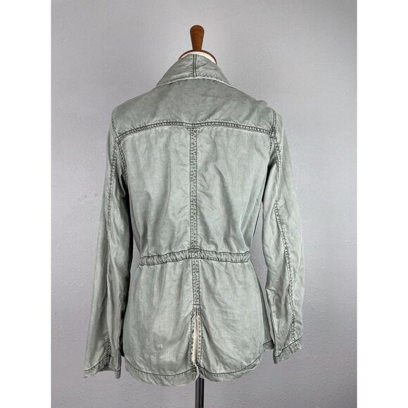 Max Jeans Military Jacket Size S Washed Olive Green Khaki Tencel Drape  [STAIN] - Picture 6 of 12
